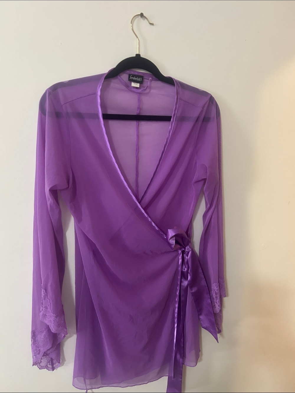 Frederick's of Hollywood purple sheer wrap robe